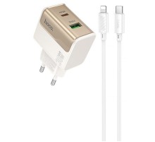 МЗП Hoco CS73A Star Speed PD30W+QC3.0 (1USB-A/1C) + кабель Type-C to Lightning White