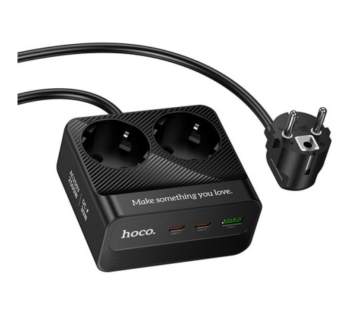 Подовжувач Hoco AC27 Descanso (PD30W/2C/1A/2xSocket) (2m) Black Подовжувач Hoco AC27 Descanso (PD30W/2C/1A/2xSocket) (2m) Black