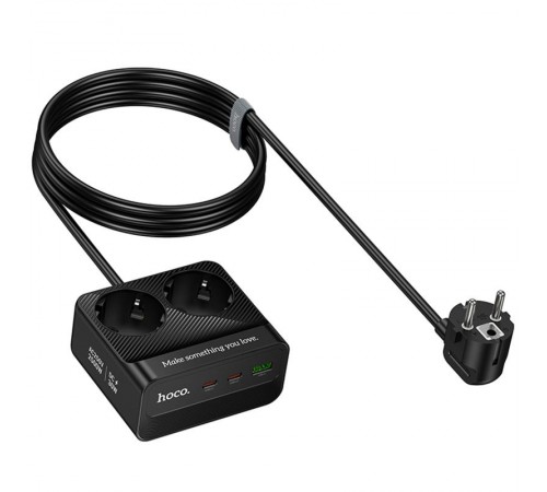 Подовжувач Hoco AC27 Descanso (PD30W/2C/1A/2xSocket) (2m) Black Подовжувач Hoco AC27 Descanso (PD30W/2C/1A/2xSocket) (2m) Black
