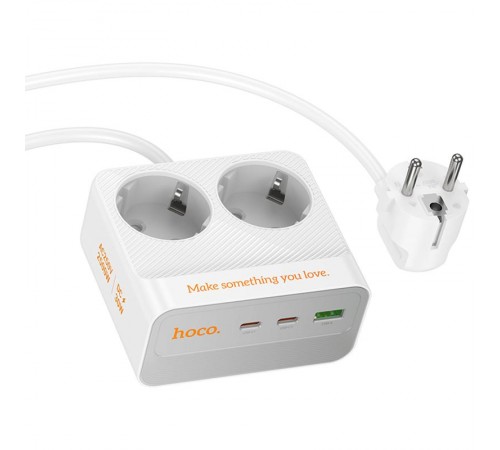 Подовжувач Hoco AC27 Descanso (PD30W/2C/1A/2xSocket) (2m) White Подовжувач Hoco AC27 Descanso (PD30W/2C/1A/2xSocket) (2m) White