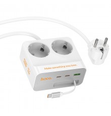 Подовжувач Hoco AC28 Descanso (PD45W/1C/3A/2xSocket) (2m) White