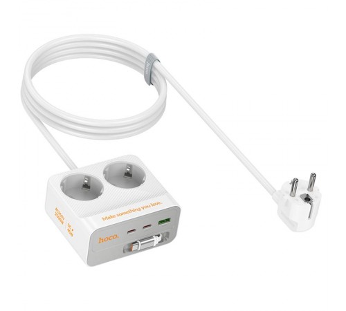 Подовжувач Hoco AC28 Descanso (PD45W/1C/3A/2xSocket) (2m) White Подовжувач Hoco AC28 Descanso (PD45W/1C/3A/2xSocket) (2m) White