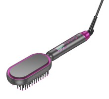 Расческа-выпрямитель Hoco HP44 Electric straightening hair comb with digital display Rose Red
