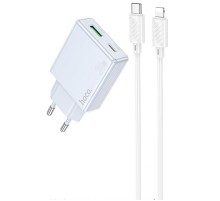 МЗП Hoco C142A Direct PD20W+QC3.0 (1USB-A/1C) + кабель Type-C to Lightning Blue