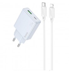 МЗП Hoco C142A Direct PD20W+QC3.0 (1USB-A/1C) + кабель Type-C to Lightning Blue