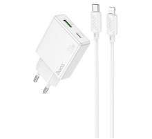 МЗП Hoco C142A Direct PD20W+QC3.0 (1USB-A/1C) + кабель Type-C to Lightning White