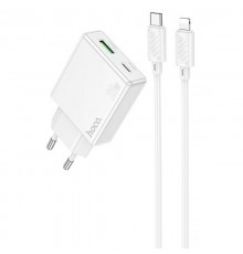 МЗП Hoco C142A Direct PD20W+QC3.0 (1USB-A/1C) + кабель Type-C to Lightning White