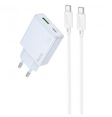 МЗП Hoco C142A Direct PD20W+QC3.0 (1USB-A/1C) + кабель Type-C to Type-C Blue