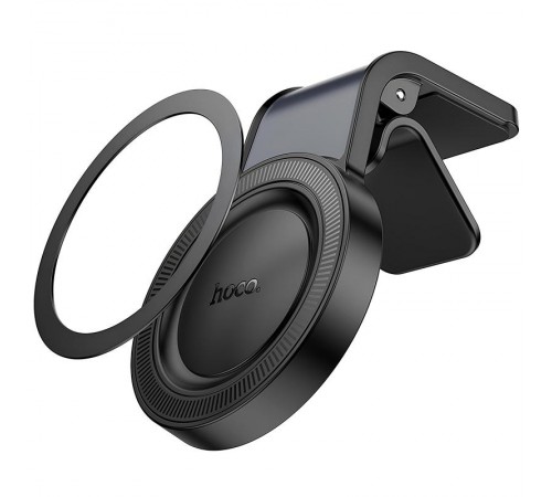 Автотримач Hoco H59 Show ring magnetic (L air outlet) Black / Metal gray