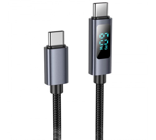 Дата кабель Hoco X112 Favor with display Type-C to Type-C 60W (1m) Black
