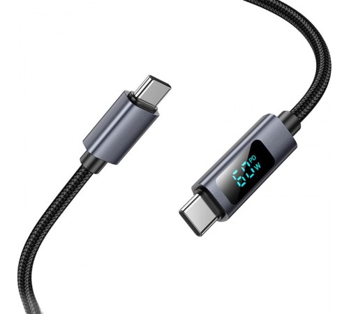 Дата кабель Hoco X112 Favor with display Type-C to Type-C 60W (1m) Black