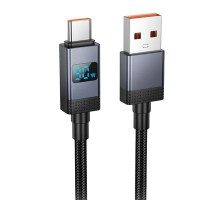 Дата кабель Hoco X118 Generous with display USB to Type-C 5A (1m) Black