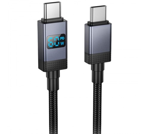 Дата кабель Hoco X118 Generous with display Type-C to Type-C 60W (1m) Black
