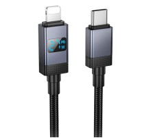 Дата кабель Hoco X118 Generous with display Type-C to Lightning 27W (1m) Black