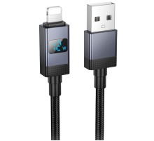 Дата кабель Hoco X118 Generous with display USB to Lightning 2.4A (1m) Black