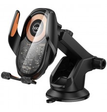 Автотримач з БЗП Hoco HW34 Blue whale 3-axis linkage wireless 15W (center console) Black