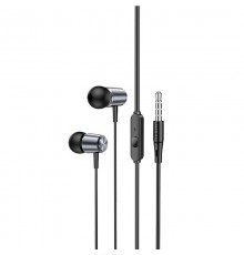 Стерео Навушники Hoco M108 Spring metal universal with mic (3.5mm/1.2m) Metal gray