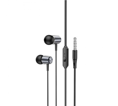 Стерео Навушники Hoco M108 Spring metal universal with mic (3.5mm/1.2m) Metal gray