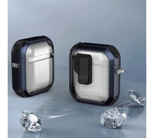 Футляр протиударний Locking Button для навушників Airpods 1/2 Blue Футляр протиударний Locking Button для навушників Airpods 1/2 Blue