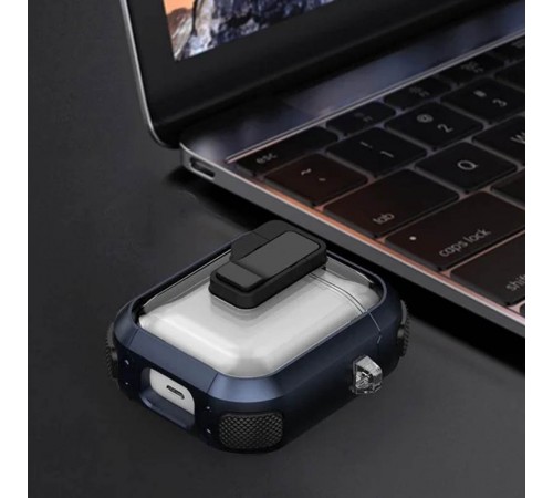 Футляр протиударний Locking Button для навушників Airpods 1/2 Blue Футляр протиударний Locking Button для навушників Airpods 1/2 Blue
