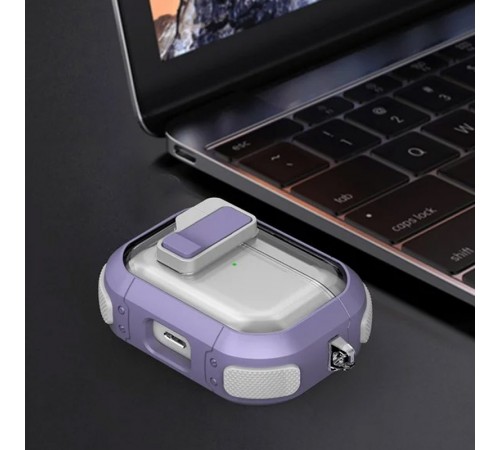 Футляр протиударний Locking Button для навушників Airpods Pro 2 / Pro Light Purple Футляр протиударний Locking Button для навушників Airpods Pro 2 / Pro Light Purple