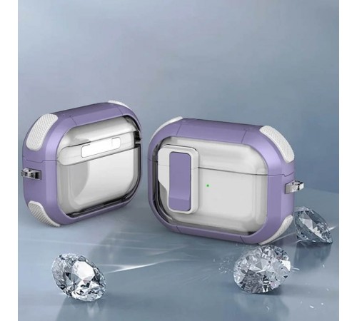 Футляр протиударний Locking Button для навушників Airpods Pro 2 / Pro Light Purple Футляр протиударний Locking Button для навушників Airpods Pro 2 / Pro Light Purple