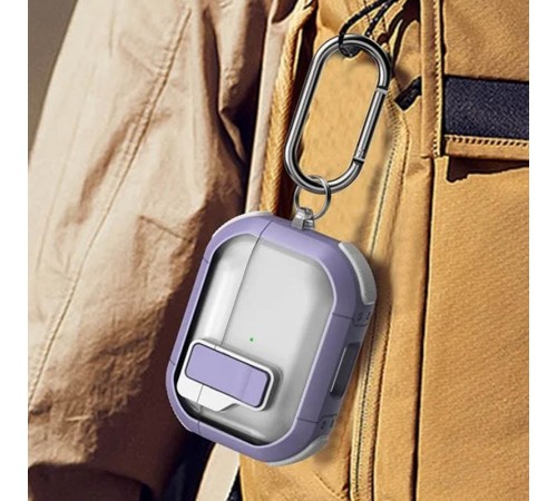 Футляр протиударний Locking Button для навушників Airpods Pro 2 / Pro Light Purple Футляр протиударний Locking Button для навушників Airpods Pro 2 / Pro Light Purple