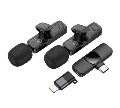 Петличний бездротовий мікрофон Borofone BFK15 Dual-mic lavalier Lightning/Type-C Black Петличний бездротовий мікрофон Borofone BFK15 Dual-mic lavalier Lightning/Type-C Black