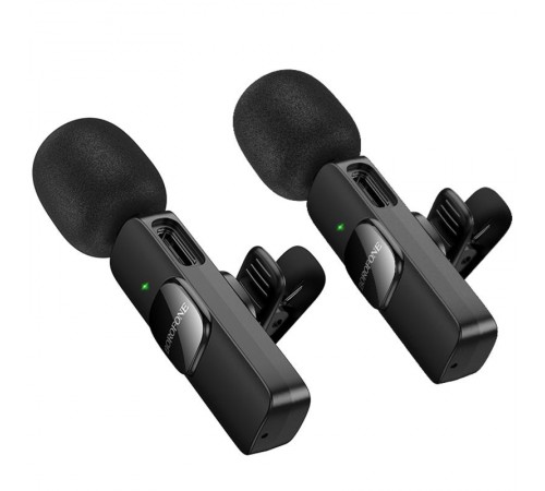 Петличний бездротовий мікрофон Borofone BFK15 Dual-mic lavalier Lightning/Type-C Black Петличний бездротовий мікрофон Borofone BFK15 Dual-mic lavalier Lightning/Type-C Black