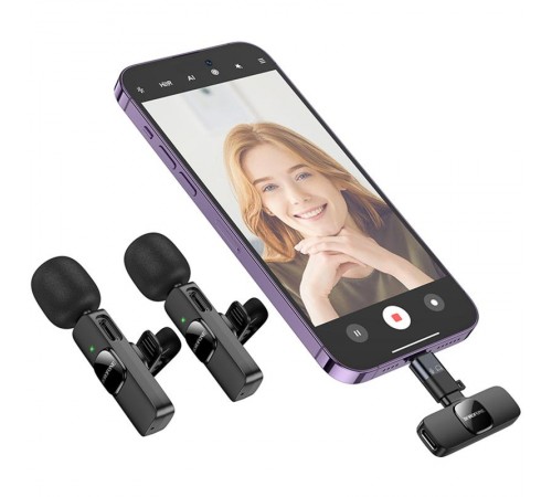 Петличний бездротовий мікрофон Borofone BFK15 Dual-mic lavalier Lightning/Type-C Black Петличний бездротовий мікрофон Borofone BFK15 Dual-mic lavalier Lightning/Type-C Black
