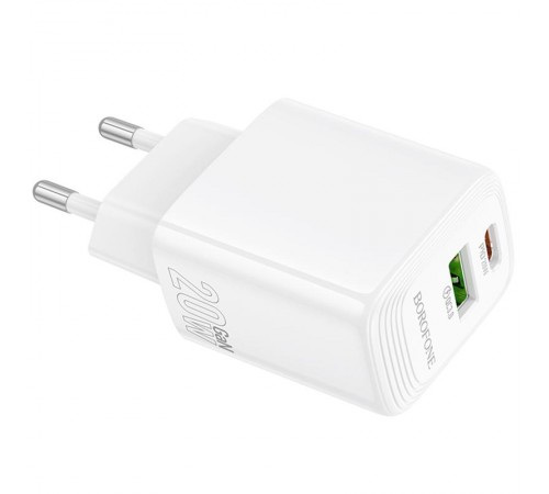 МЗП Borofone BN27 Fuente PD20W+QC3.0 (1USB-A/1C) White МЗП Borofone BN27 Fuente PD20W+QC3.0 (1USB-A/1C) White