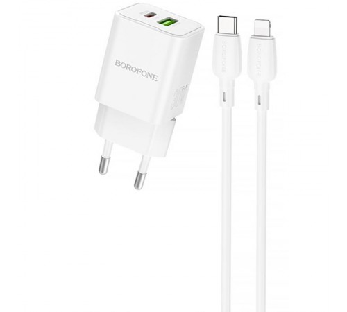 МЗП Borofone BN14 Royal PD30W+QC3.0 (1USB-A/1C) + кабель Type-C to Lightning White МЗП Borofone BN14 Royal PD30W+QC3.0 (1USB-A/1C) + кабель Type-C to Lightning White