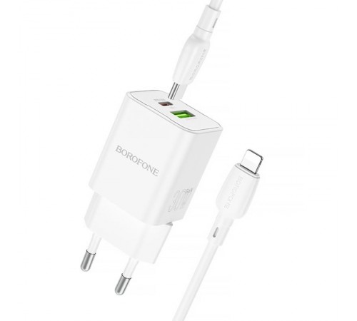 МЗП Borofone BN14 Royal PD30W+QC3.0 (1USB-A/1C) + кабель Type-C to Lightning White МЗП Borofone BN14 Royal PD30W+QC3.0 (1USB-A/1C) + кабель Type-C to Lightning White