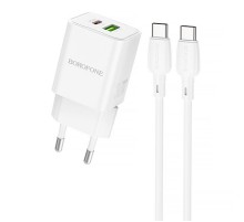 МЗП Borofone BN14 Royal PD30W+QC3.0 (1USB-A/1C) + кабель Type-C to Type-C White