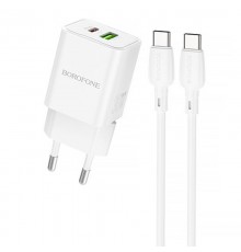 МЗП Borofone BN14 Royal PD30W+QC3.0 (1USB-A/1C) + кабель Type-C to Type-C White