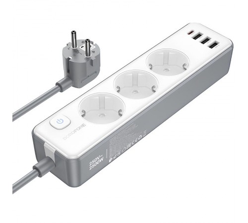 Подовжувач Borofone BAC9 Power PD20W (3USB-A/1C/3xSocket) (2m) Подовжувач Borofone BAC9 Power PD20W (3USB-A/1C/3xSocket) (2m)