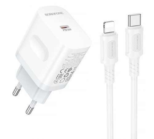 МЗП Borofone BA99A Breeze PD20W (1USB-C) + кабель Type-C to Lightning White МЗП Borofone BA99A Breeze PD20W (1USB-C) + кабель Type-C to Lightning White