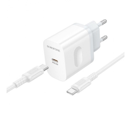 МЗП Borofone BA99A Breeze PD20W (1USB-C) + кабель Type-C to Type-C White МЗП Borofone BA99A Breeze PD20W (1USB-C) + кабель Type-C to Type-C White