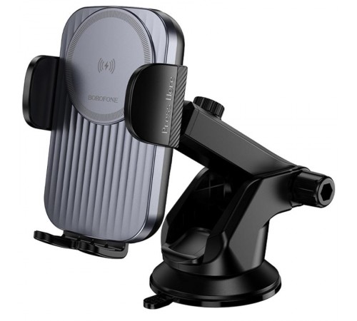 Автотримач з БЗП Borofone BH222 Leading 15W (center console) Black / Metal gray Автотримач з БЗП Borofone BH222 Leading 15W (center console) Black / Metal gray