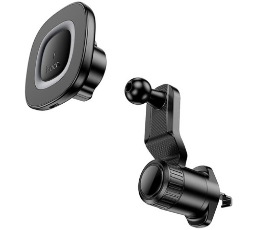 Автотримач з БЗП Hoco HW30 Crown magnetic 15W (air outlet) Black / Metal gray