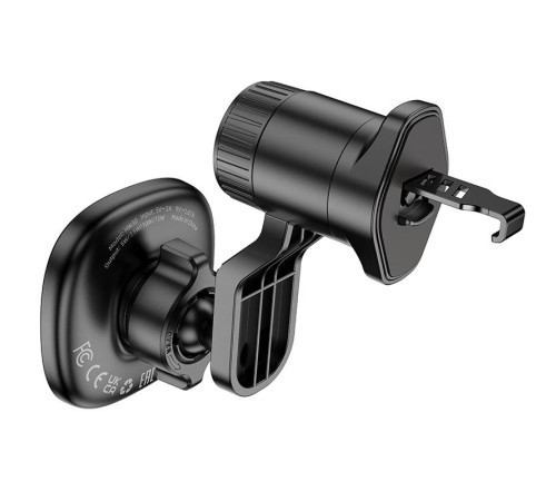 Автотримач з БЗП Hoco HW30 Crown magnetic 15W (air outlet) Black / Metal gray