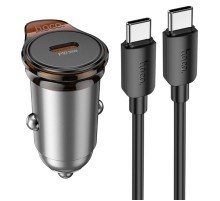 АЗП Hoco NZ16 Rigorous PD30W (1USB-C) + кабель Type-C to Type-C Metal grey