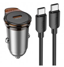 АЗП Hoco NZ16 Rigorous PD30W (1USB-C) + кабель Type-C to Type-C Metal grey