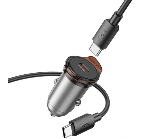 АЗП Hoco NZ16 Rigorous PD30W (1USB-C) + кабель Type-C to Type-C Metal grey