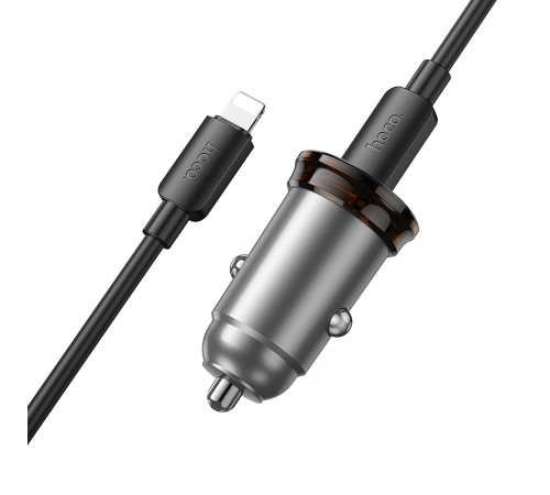 АЗП Hoco NZ16B Rigorous PD45W (2USB-C) + кабель Type-C to Lightning Metal grey