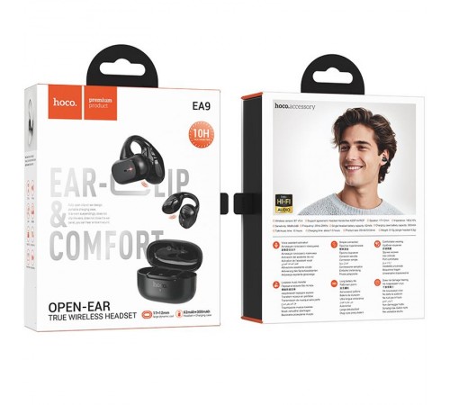 Бездротові TWS навушники Hoco EA9 Clear sound clip-on Black Бездротові TWS навушники Hoco EA9 Clear sound clip-on Black