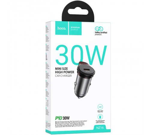 АЗП Hoco NZ16 Rigorous PD30W (1USB-C) Metal grey