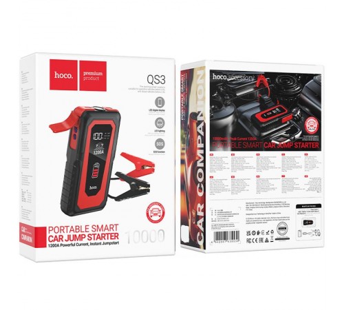 Пусковий пристрій (бустер) для автомобіля Hoco QS3 Victory 10000 mAh Black