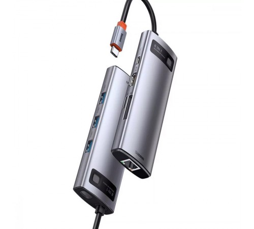Перехідник HUB Baseus Metal Gleam Series 8-in-1 Multifunctional Type-C (CAHUB-CV0G) Gray Перехідник HUB Baseus Metal Gleam Series 8-in-1 Multifunctional Type-C (CAHUB-CV0G) Gray