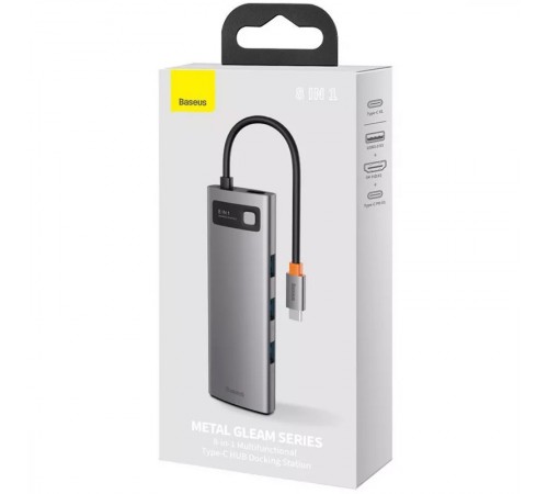 Перехідник HUB Baseus Metal Gleam Series 8-in-1 Multifunctional Type-C (CAHUB-CV0G) Gray Перехідник HUB Baseus Metal Gleam Series 8-in-1 Multifunctional Type-C (CAHUB-CV0G) Gray